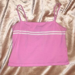 pink striped cropped tank